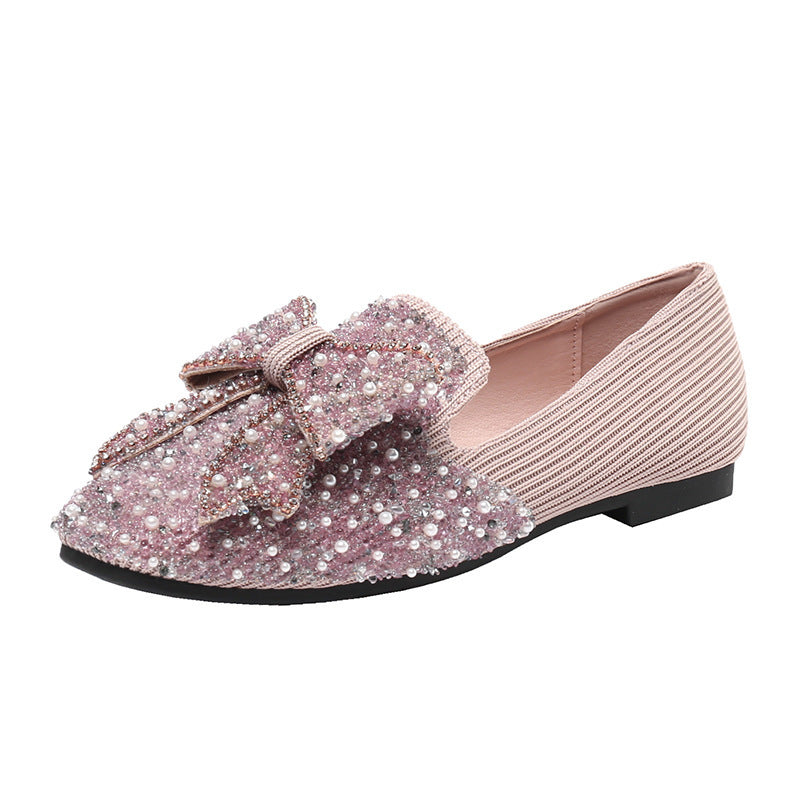 Women's Korean-style Bow Pearl Flat Shoes