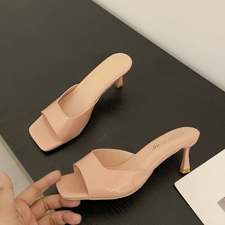 All-matching Stiletto Patent Leather High Heel Slippers