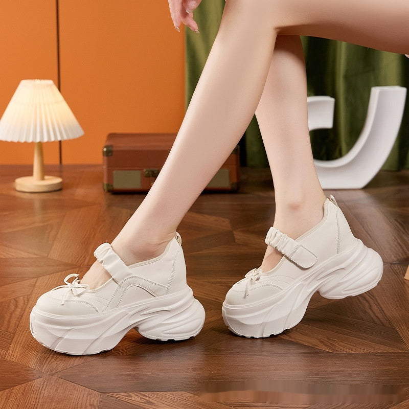 Mary Jane White Silver Sweet Bow Insole Women's Shoes