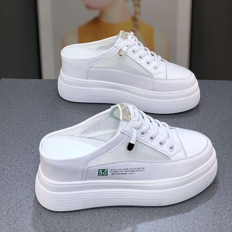 Summer Mesh Surface Platform Heel-free Lazy Stylish And Lightweight White Shoes