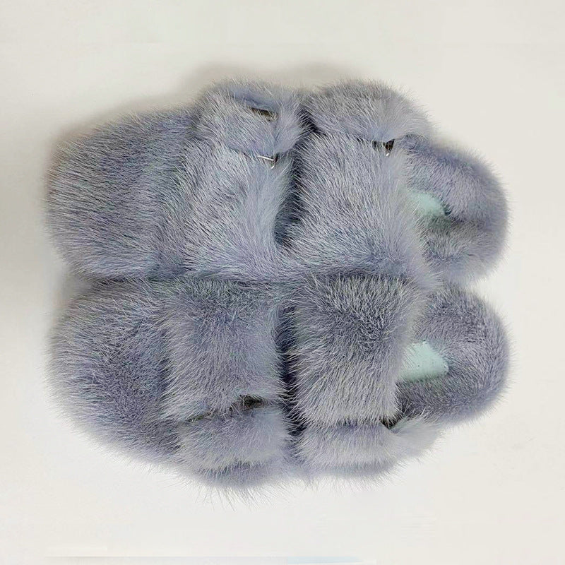 Summer Flat Home Solid Color Thick Bottom Double-breasted Cotton Slippers