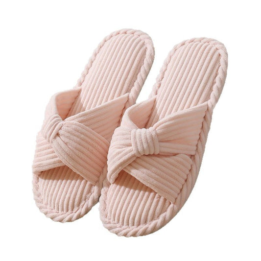 Corduroy Cross Cotton Slippers Home Warm Slippers