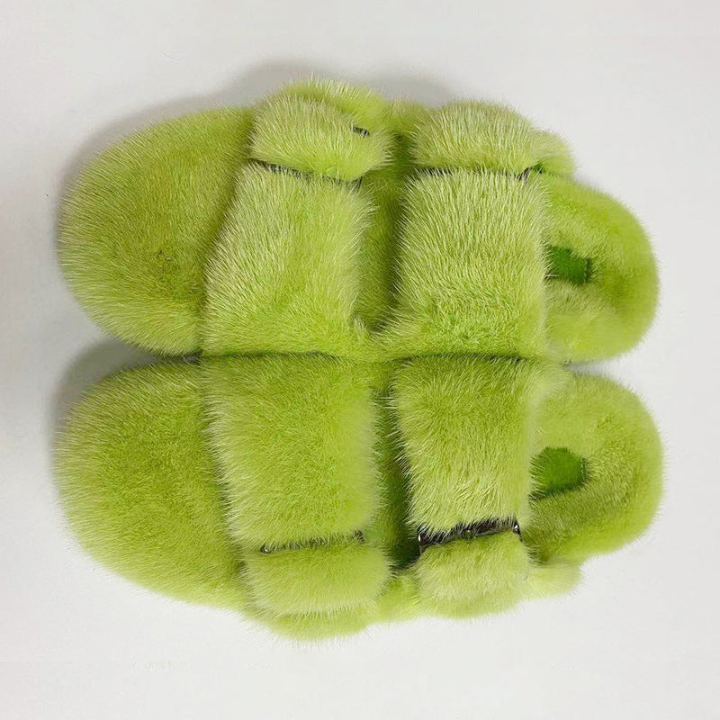 Summer Flat Home Solid Color Thick Bottom Double-breasted Cotton Slippers