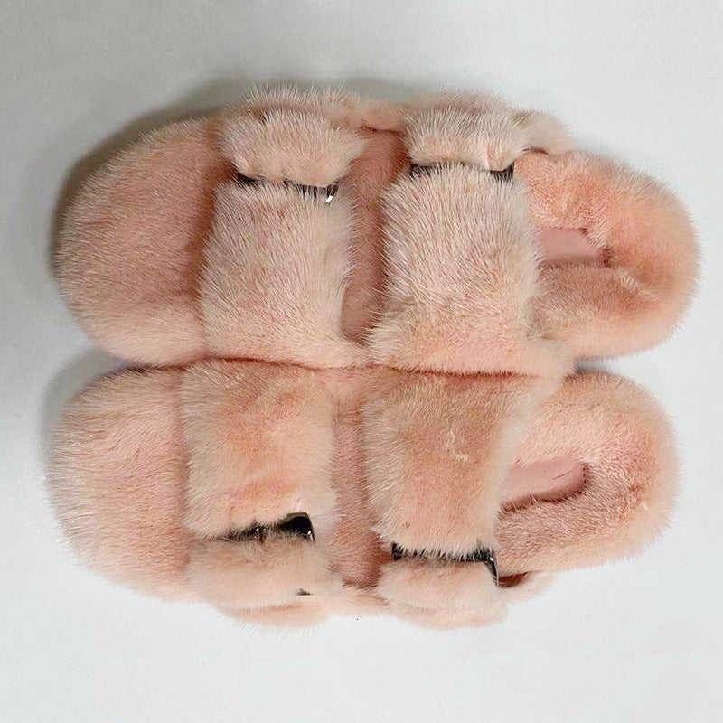 Summer Flat Home Solid Color Thick Bottom Double-breasted Cotton Slippers