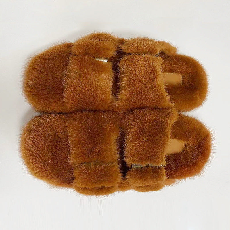 Summer Flat Home Solid Color Thick Bottom Double-breasted Cotton Slippers