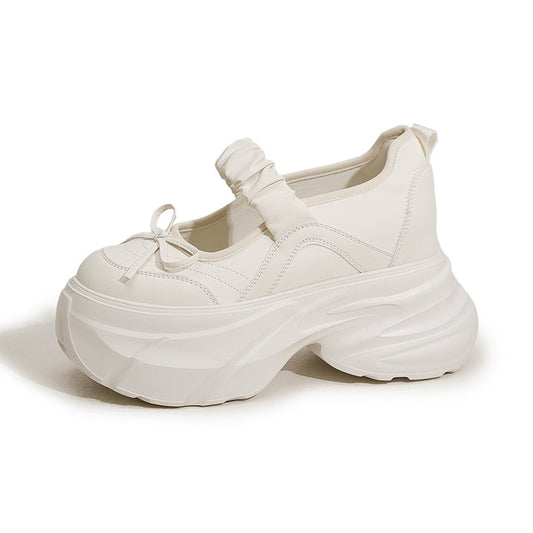Mary Jane White Silver Sweet Bow Insole Women's Shoes