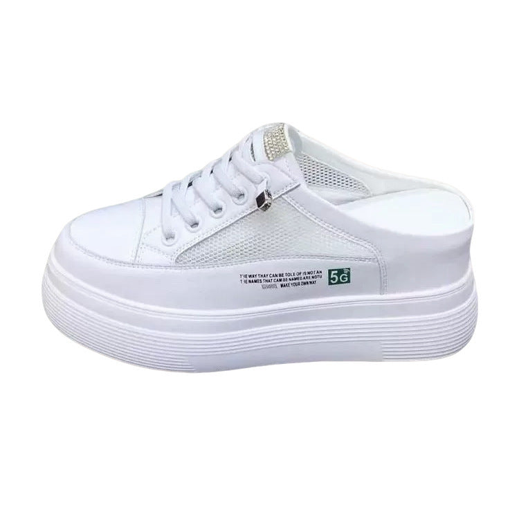 Summer Mesh Surface Platform Heel-free Lazy Stylish And Lightweight White Shoes