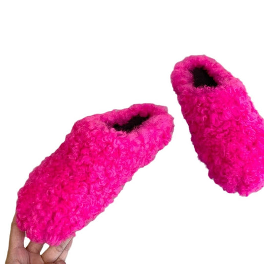 Four Seasons Closed Toe Horsehair Slippers Lovers Shoes