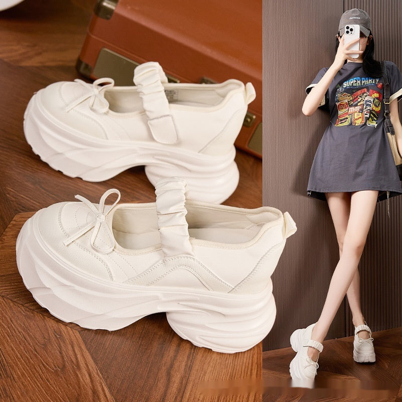 Mary Jane White Silver Sweet Bow Insole Women's Shoes