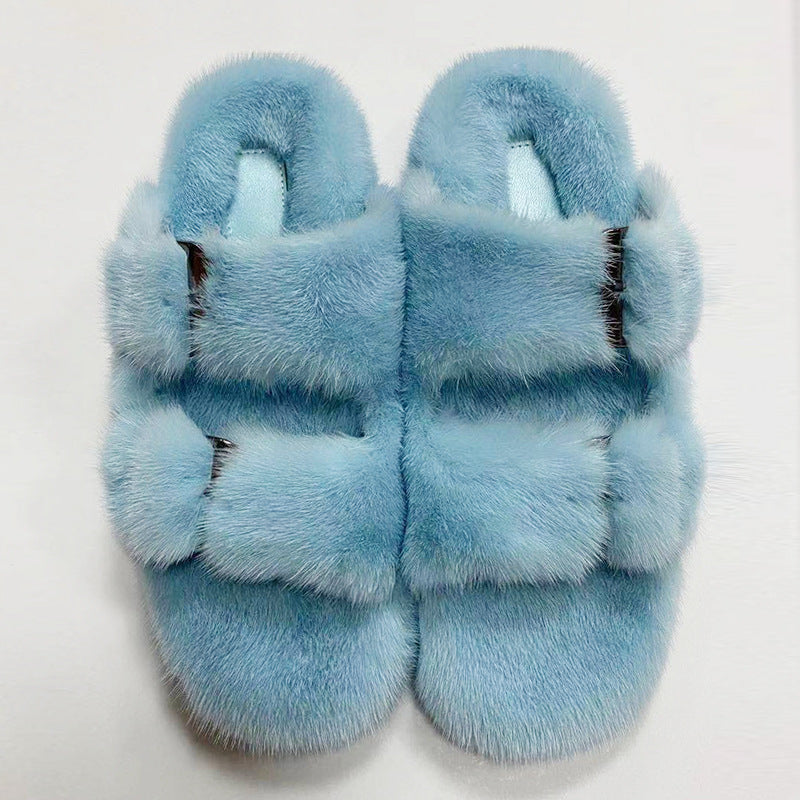 Summer Flat Home Solid Color Thick Bottom Double-breasted Cotton Slippers