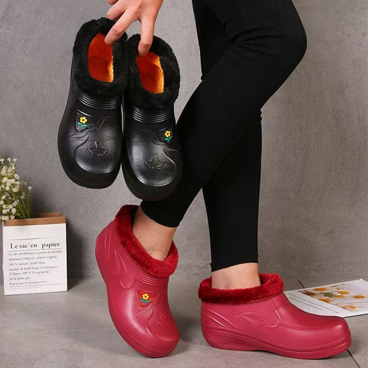 Waterproof Cotton Shoes With Fleece For Warmth Waterproof And Anti-slip Rain Boots