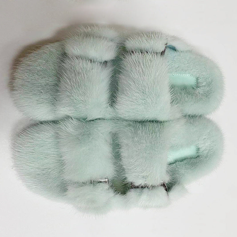 Summer Flat Home Solid Color Thick Bottom Double-breasted Cotton Slippers