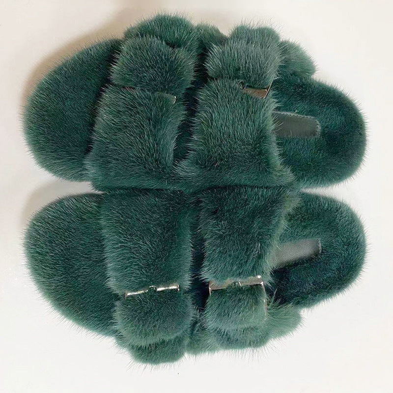 Summer Flat Home Solid Color Thick Bottom Double-breasted Cotton Slippers