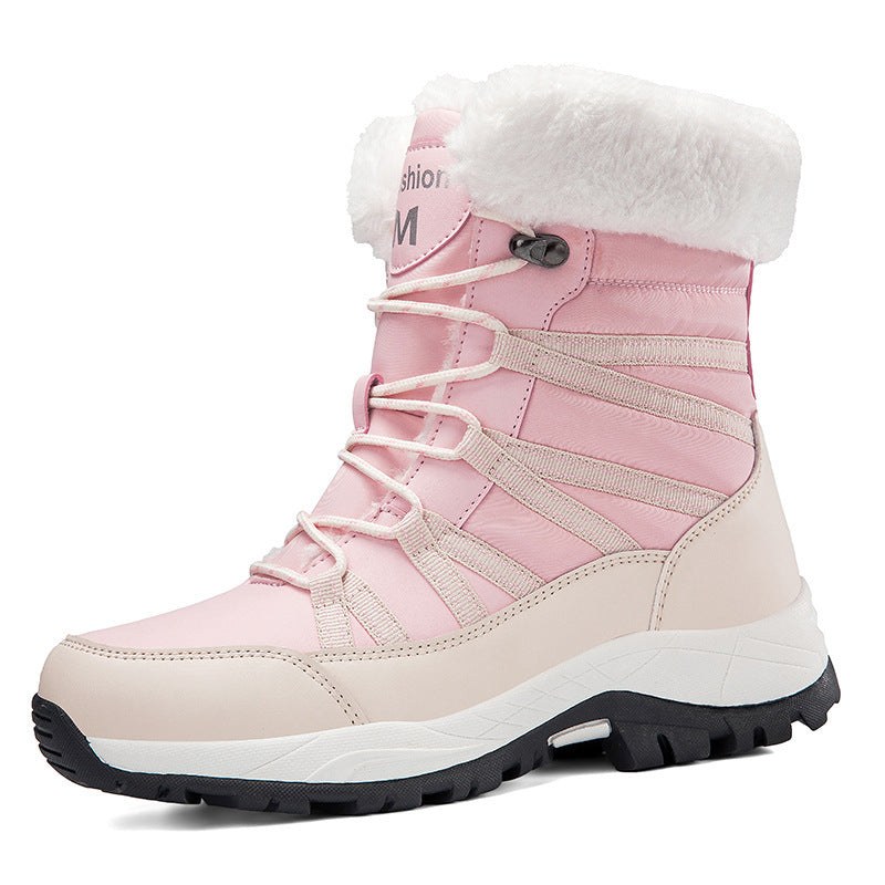 Winter Fleece-lined Thicker Non-slip Cotton-padded Shoes Outdoor Middle Boots