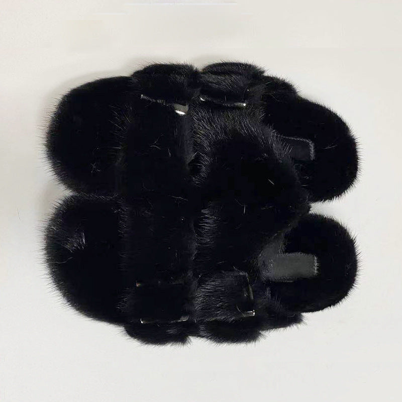 Summer Flat Home Solid Color Thick Bottom Double-breasted Cotton Slippers